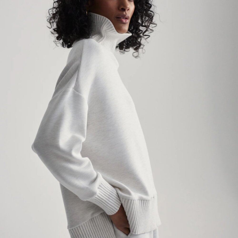 Varley NWT Barker High Neck Sweat Ivory Marl